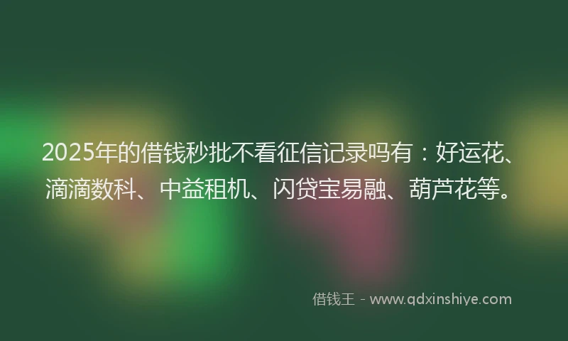 2025年的借钱秒批不看征信记录吗有：好运花、滴滴数科、中益租机、闪贷宝易融、葫芦花等。