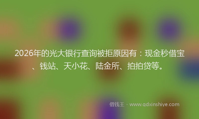 2026年的光大银行查询被拒原因有：现金秒借宝、钱站、天小花、陆金所、拍拍贷等。