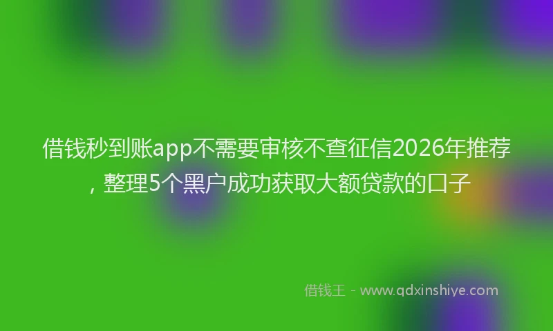 借钱秒到账app不需要审核不查征信2026年推荐,整理5个黑户成功获取大额贷款的口子