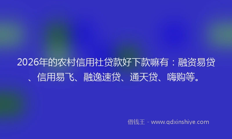 2026年的农村信用社贷款好下款嘛有：融资易贷、信用易飞、融逸速贷、通天贷、嗨购等。