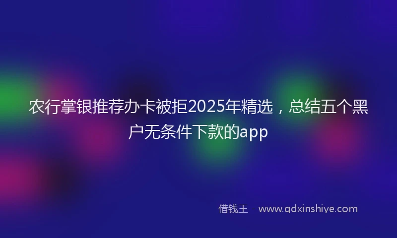 农行掌银推荐办卡被拒2025年精选,总结五个黑户无条件下款的app