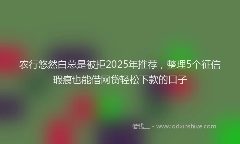 农行悠然白总是被拒2025年推荐，整理5个征信瑕疵也能借网贷轻松下款的口子