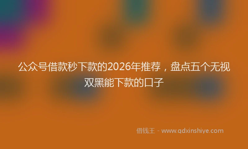 公众号借款秒下款的2026年推荐，盘点五个无视双黑能下款的口子