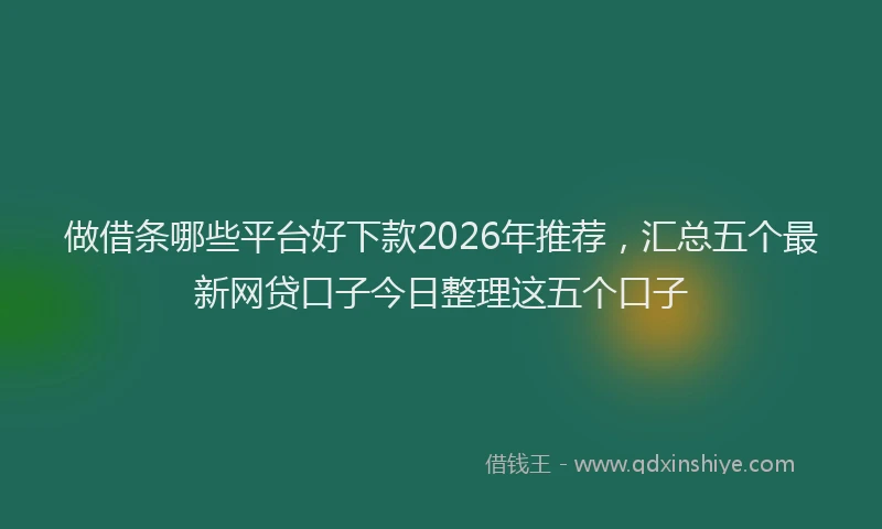做借条哪些平台好下款2026年推荐，汇总五个最新网贷口子今日整理这五个口子