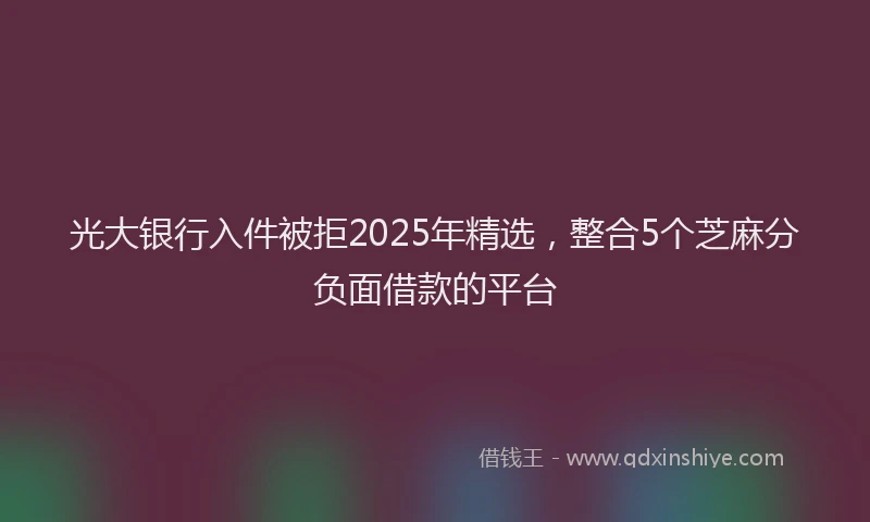 光大银行入件被拒2025年精选，整合5个芝麻分负面借款的平台