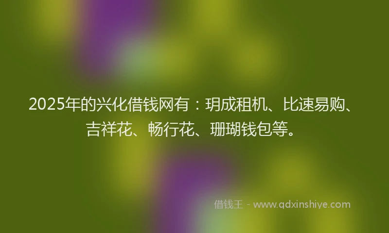 2025年的兴化借钱网有:玥成租机、比速易购、吉祥花、畅行花、珊瑚钱包等。