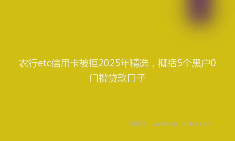 农行etc信用卡被拒2025年精选，概括5个黑户0门槛贷款口子