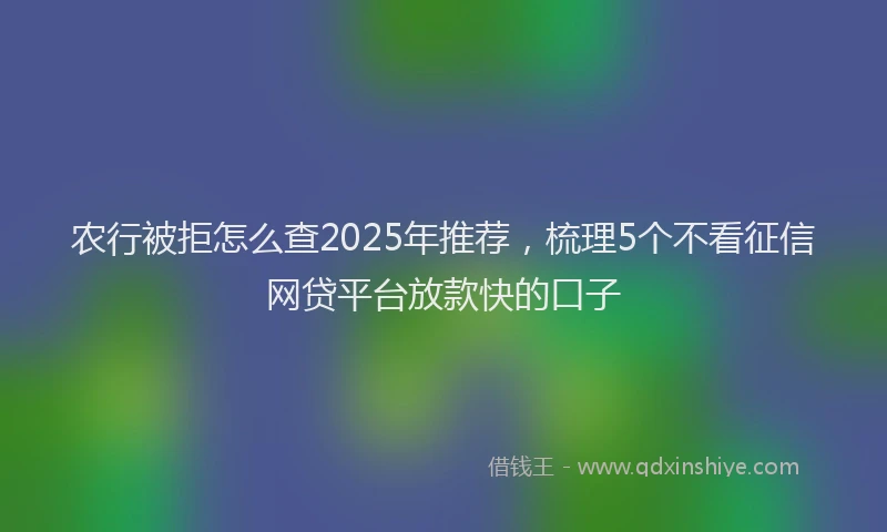 农行被拒怎么查2025年推荐，梳理5个不看征信网贷平台放款快的口子