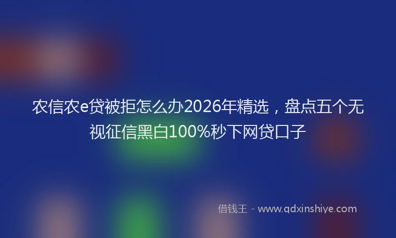 农信农e贷被拒怎么办2026年精选,盘点五个无视征信黑白100%秒下网贷口子