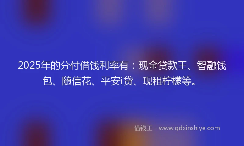 2025年的分付借钱利率有：现金贷款王、智融钱包、随信花、平安i贷、现租柠檬等。