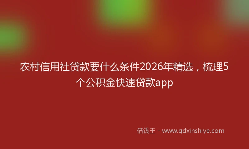 农村信用社贷款要什么条件2026年精选，梳理5个公积金快速贷款app