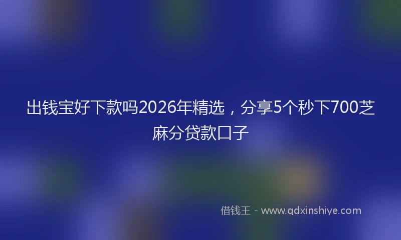 出钱宝好下款吗2026年精选，分享5个秒下700芝麻分贷款口子