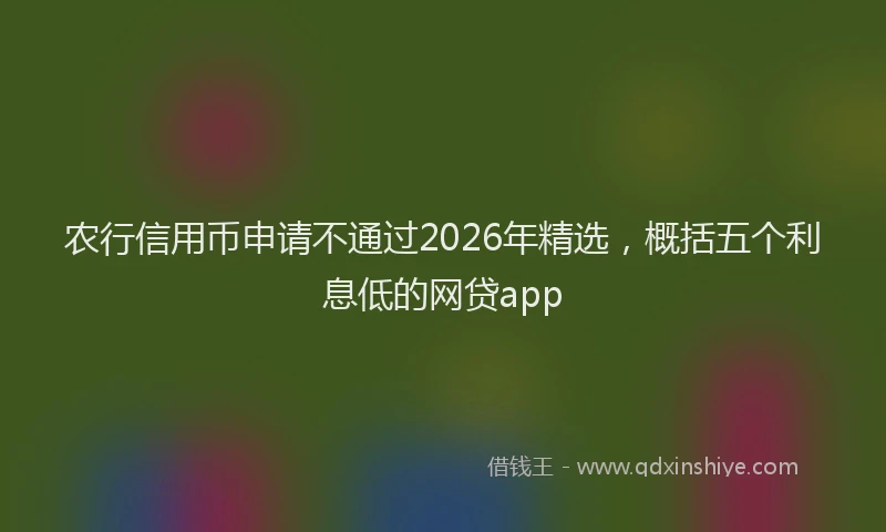 农行信用币申请不通过2026年精选，概括五个利息低的网贷app