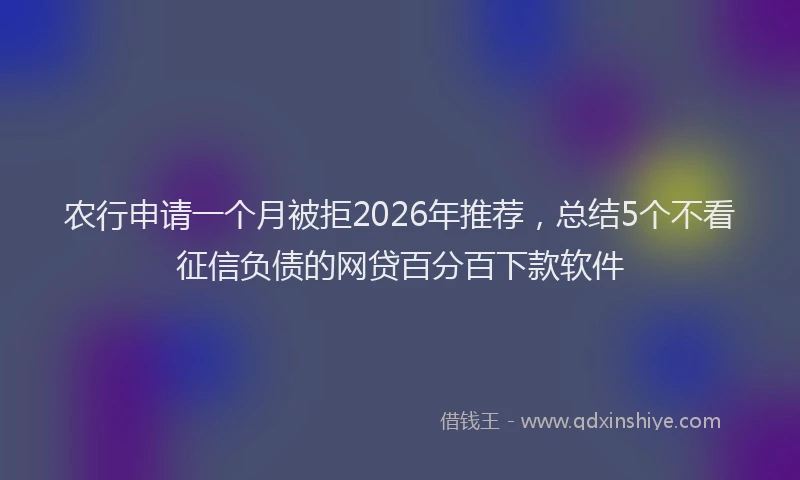 农行申请一个月被拒2026年推荐，总结5个不看征信负债的网贷百分百下款软件