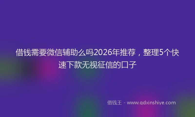 借钱需要微信辅助么吗2026年推荐，整理5个快速下款无视征信的口子