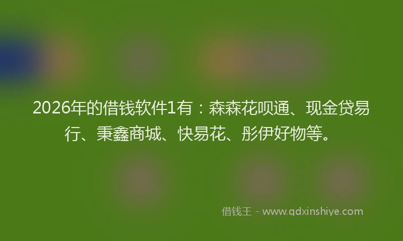 2026年的借钱软件1有:森森花呗通、现金贷易行、秉鑫商城、快易花、彤伊好物等。