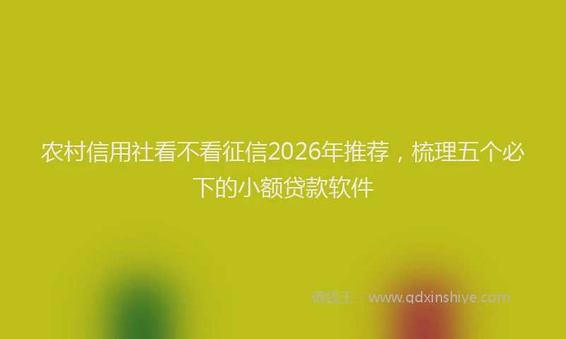 农村信用社看不看征信2026年推荐，梳理五个必下的小额贷款软件