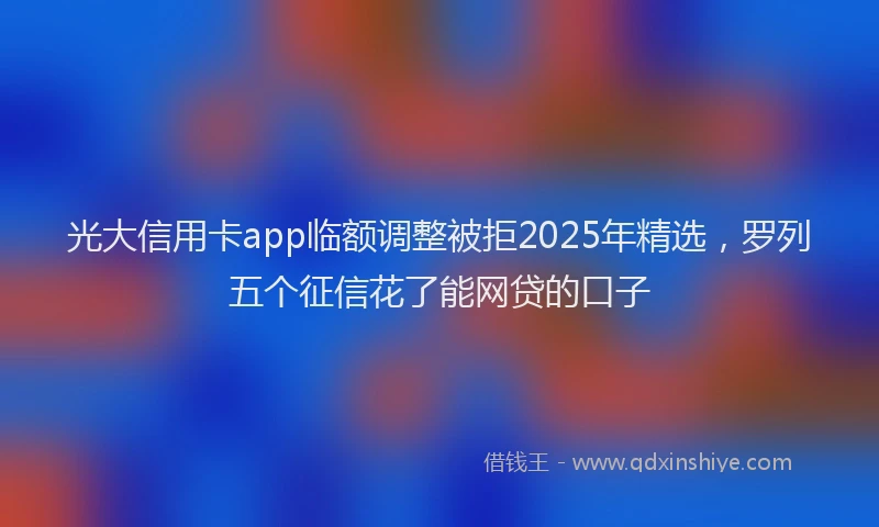 光大信用卡app临额调整被拒2025年精选,罗列五个征信花了能网贷的口子