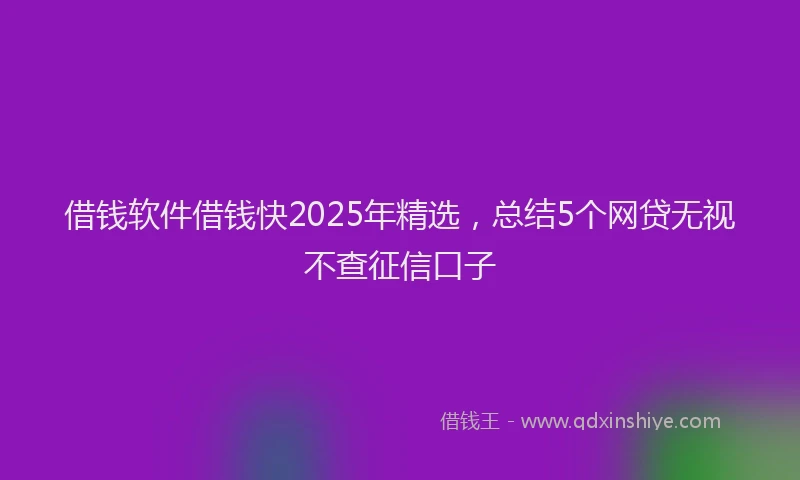 借钱软件借钱快2025年精选，总结5个网贷无视不查征信口子