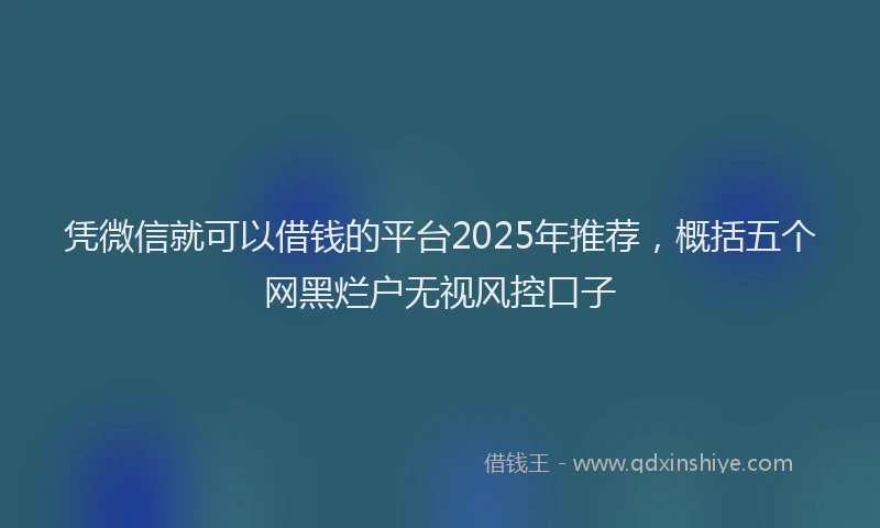凭微信就可以借钱的平台2025年推荐，概括五个网黑烂户无视风控口子