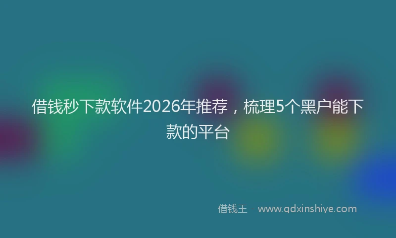 借钱秒下款软件2026年推荐,梳理5个黑户能下款的平台