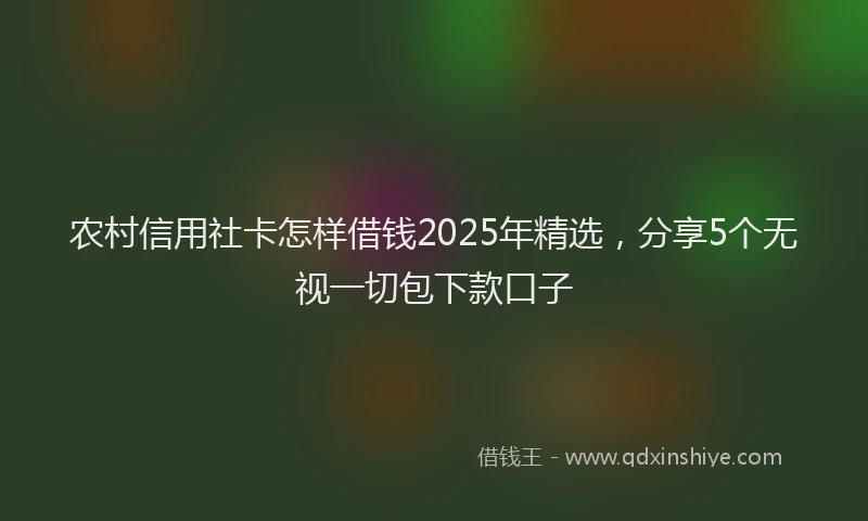 农村信用社卡怎样借钱2025年精选，分享5个无视一切包下款口子