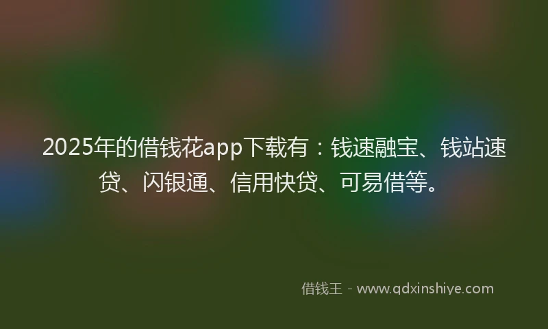 2025年的借钱花app下载有：钱速融宝、钱站速贷、闪银通、信用快贷、可易借等。