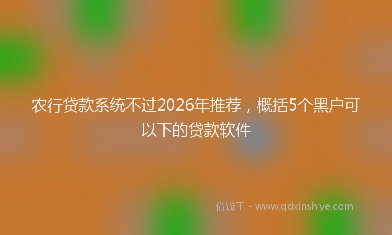 农行贷款系统不过2026年推荐，概括5个黑户可以下的贷款软件