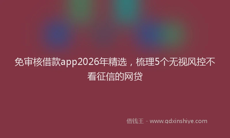 免审核借款app2026年精选，梳理5个无视风控不看征信的网贷