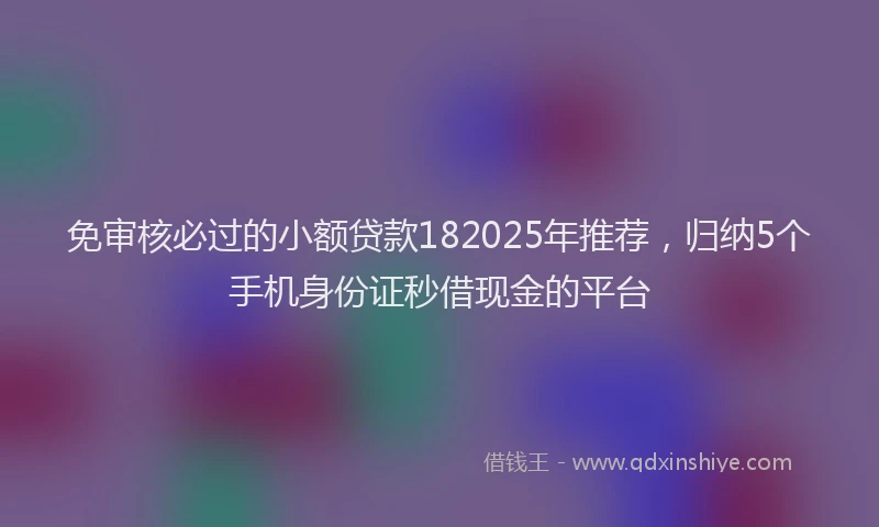 免审核必过的小额贷款182025年推荐，归纳5个手机身份证秒借现金的平台