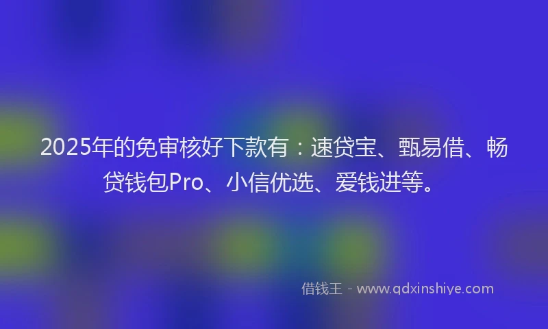2025年的免审核好下款有:速贷宝、甄易借、畅贷钱包Pro、小信优选、爱钱进等。