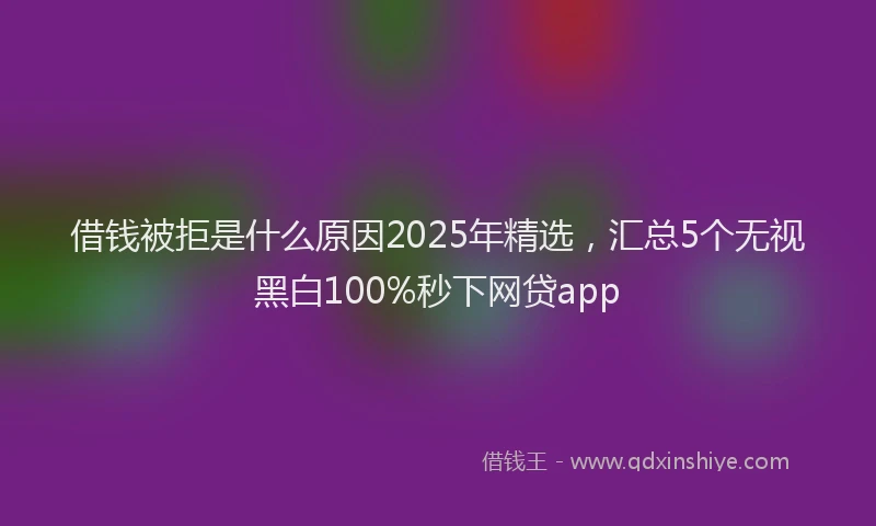 借钱被拒是什么原因2025年精选，汇总5个无视黑白100%秒下网贷app