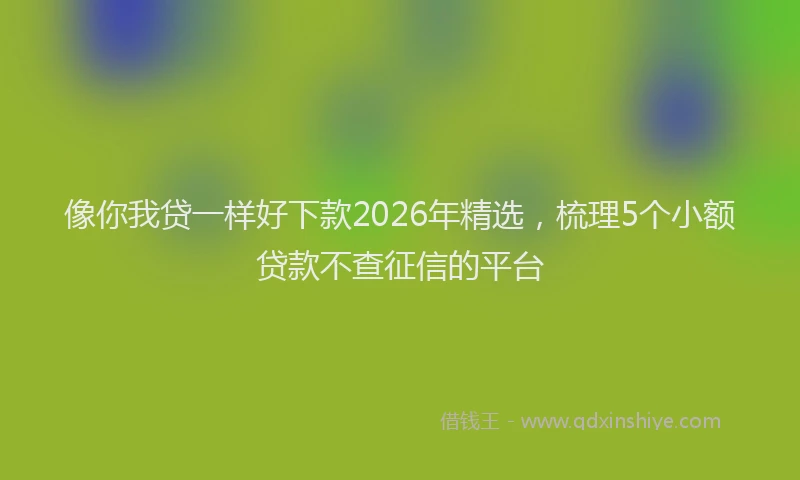 像你我贷一样好下款2026年精选，梳理5个小额贷款不查征信的平台