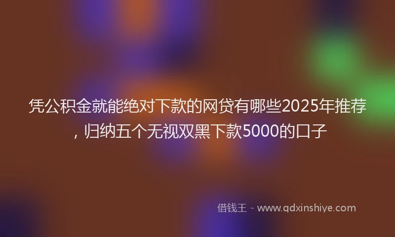 凭公积金就能绝对下款的网贷有哪些2025年推荐，归纳五个无视双黑下款5000的口子