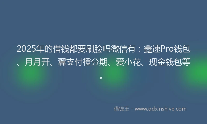 2025年的借钱都要刷脸吗微信有：鑫速Pro钱包、月月开、翼支付橙分期、爱小花、现金钱包等。