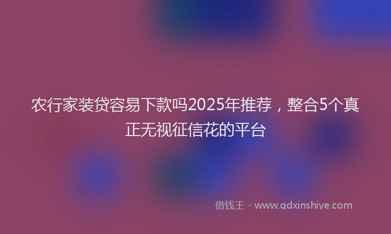 农行家装贷容易下款吗2025年推荐，整合5个真正无视征信花的平台