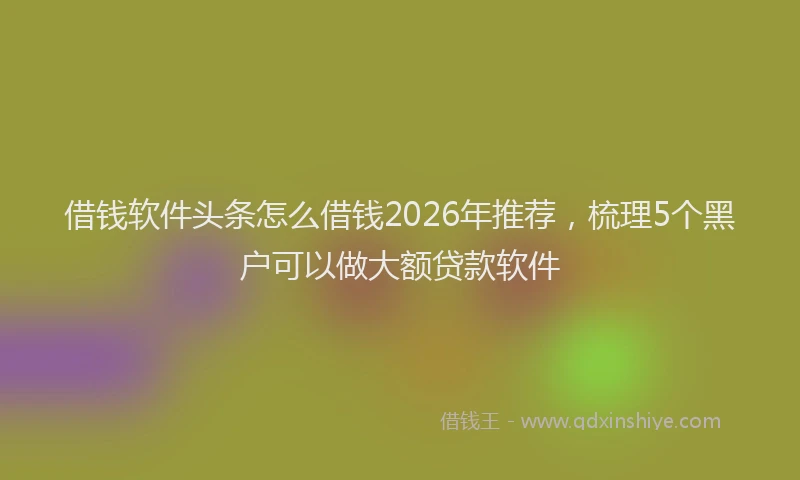 借钱软件头条怎么借钱2026年推荐，梳理5个黑户可以做大额贷款软件