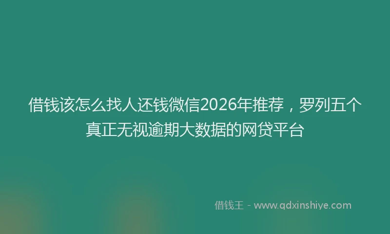 借钱该怎么找人还钱微信2026年推荐,罗列五个真正无视逾期大数据的网贷平台