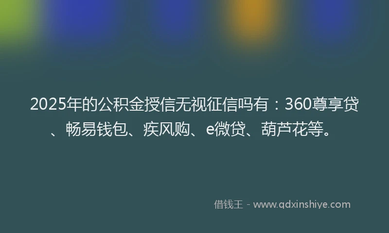 2025年的公积金授信无视征信吗有：360尊享贷、畅易钱包、疾风购、e微贷、葫芦花等。