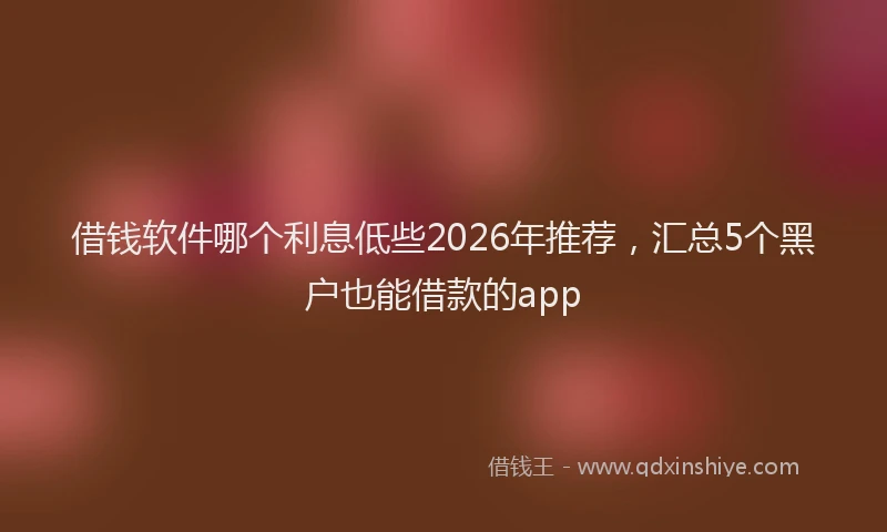 借钱软件哪个利息低些2026年推荐，汇总5个黑户也能借款的app
