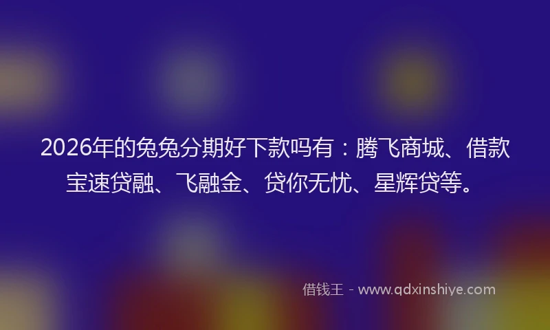 2026年的兔兔分期好下款吗有:腾飞商城、借款宝速贷融、飞融金、贷你无忧、星辉贷等。