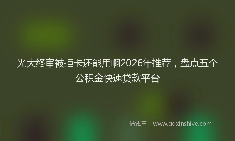 光大终审被拒卡还能用啊2026年推荐，盘点五个公积金快速贷款平台