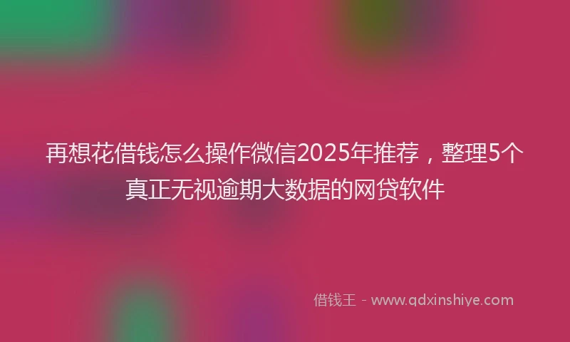 再想花借钱怎么操作微信2025年推荐,整理5个真正无视逾期大数据的网贷软件
