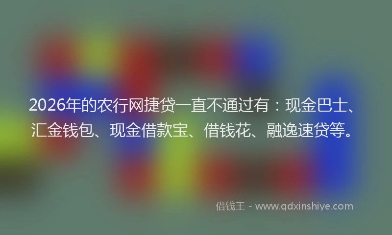 2026年的农行网捷贷一直不通过有：现金巴士、汇金钱包、现金借款宝、借钱花、融逸速贷等。