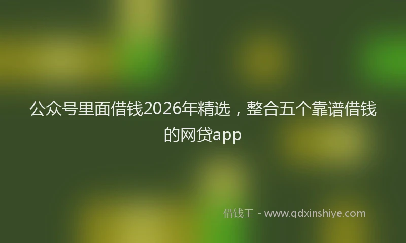 公众号里面借钱2026年精选，整合五个靠谱借钱的网贷app