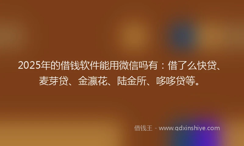 2025年的借钱软件能用微信吗有:借了么快贷、麦芽贷、金瀛花、陆金所、哆哆贷等。