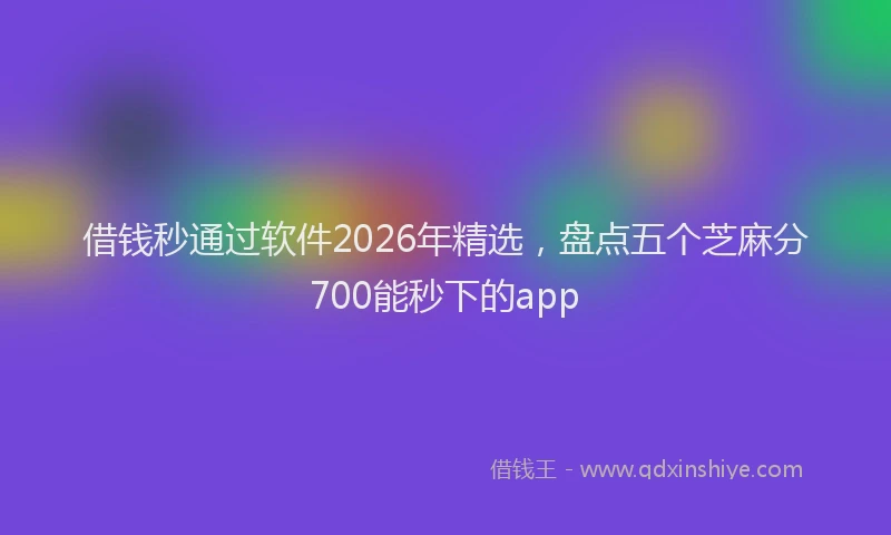 借钱秒通过软件2026年精选，盘点五个芝麻分700能秒下的app