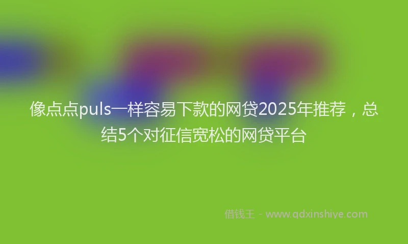 像点点puls一样容易下款的网贷2025年推荐,总结5个对征信宽松的网贷平台