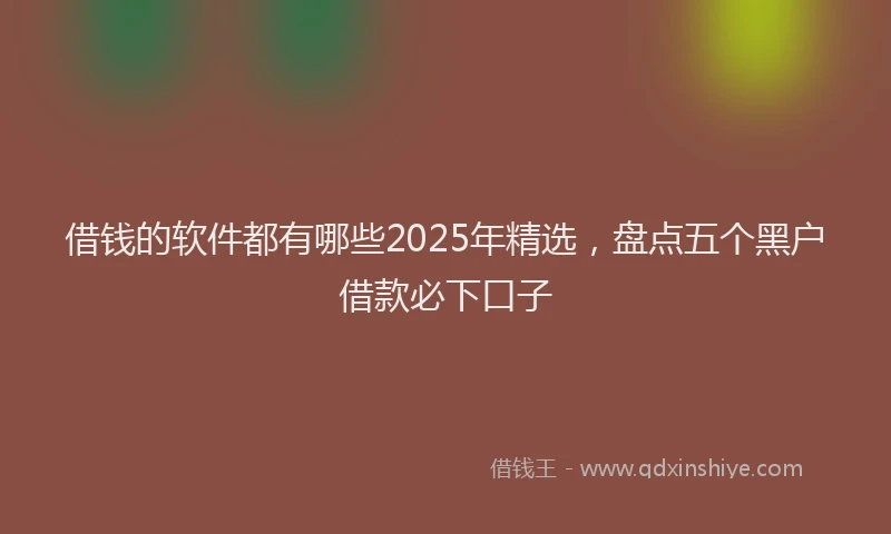 借钱的软件都有哪些2025年精选，盘点五个黑户借款必下口子