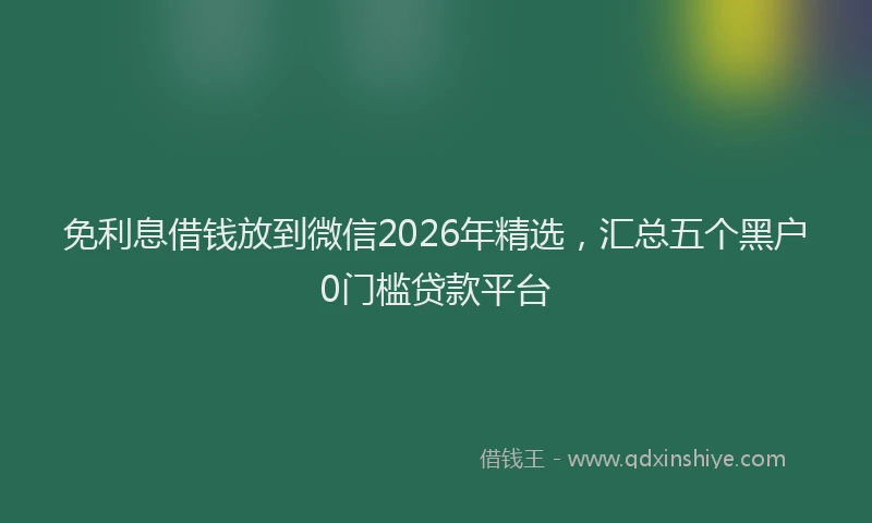 免利息借钱放到微信2026年精选，汇总五个黑户0门槛贷款平台